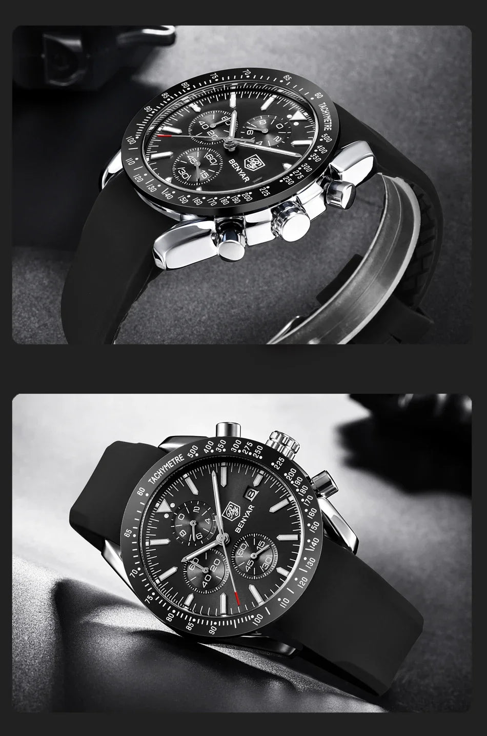 Ceas pentru bărbați BENYAR 5140, ceas sport casual, ceas de lux cu cuarț rezistent la apă, cronograf militar de marcă de lux.