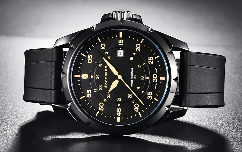 SAPPHERO Men’s Watch – Luxury quartz watch, water-resistant to 50 m, featuring an imported movement and a stainless steel case – An ideal gift idea for men.
