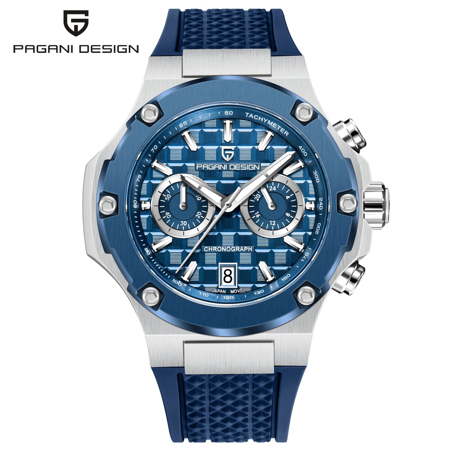 PAGANI DESIGN Men's Watches Luxury Rose Gold Sport Chronograph Japan VK64 Quartz Watch For Men Fluororubber Strap Wristwatch Men