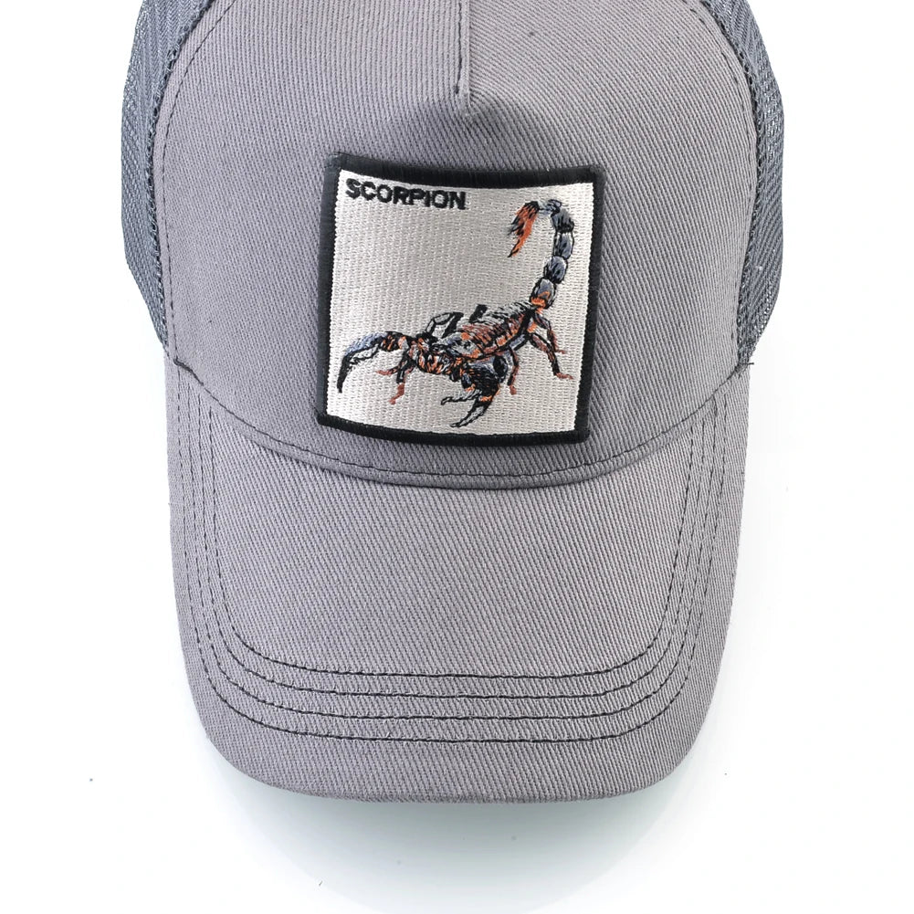 Cappellino da baseball unisex con toppa ricamata a forma di scorpione - Cappellino da baseball da uomo - Cappellino da donna con chiusura a scatto - Cappellino hip hop - Cappellino da esterno traspirante con visiera