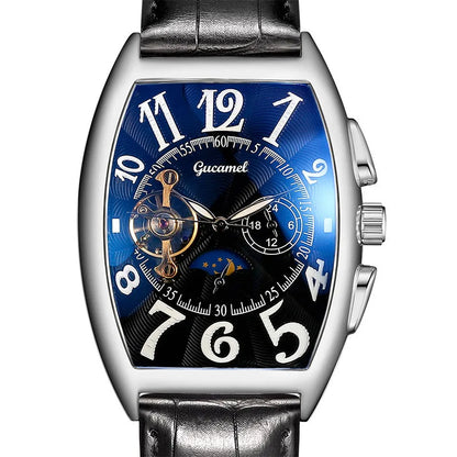 Luxury Hollow Automatic Mechanical Watch Men Tourbillon Clock Fashion Soft Leather Strap Business Watches Male Relogio Masculino
