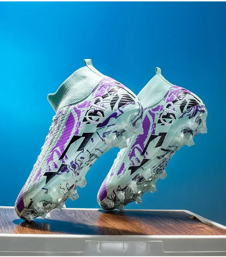 Unisex Teen Low Top Football Shoes Lightweight Elastic Sole Anti Slip Short Spikes Lawn Field Match Training Sneakers
