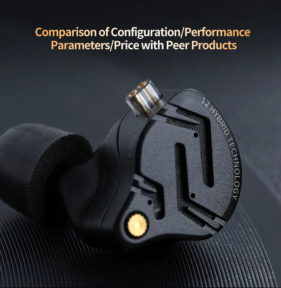 KZ ZS12 PRO X hybrid dynamisk og balanced armature-teknologi IEM-øretelefon, opgraderet HiFi-bas in-ear-hovedtelefon med tuningkabel-headset
