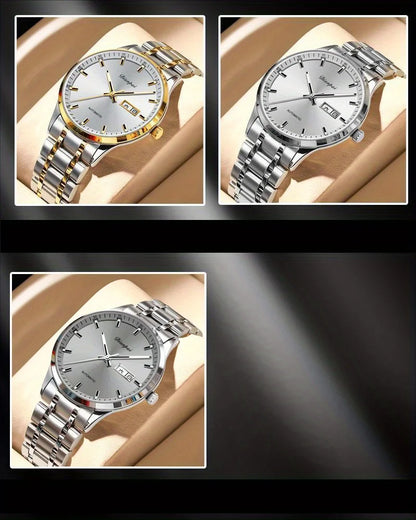 Dianpai men’s automatic mechanical watch – Luxury model, luminescent display, classic and sleek design, stainless steel, water-resistant, with calendar and day-of-the-week display