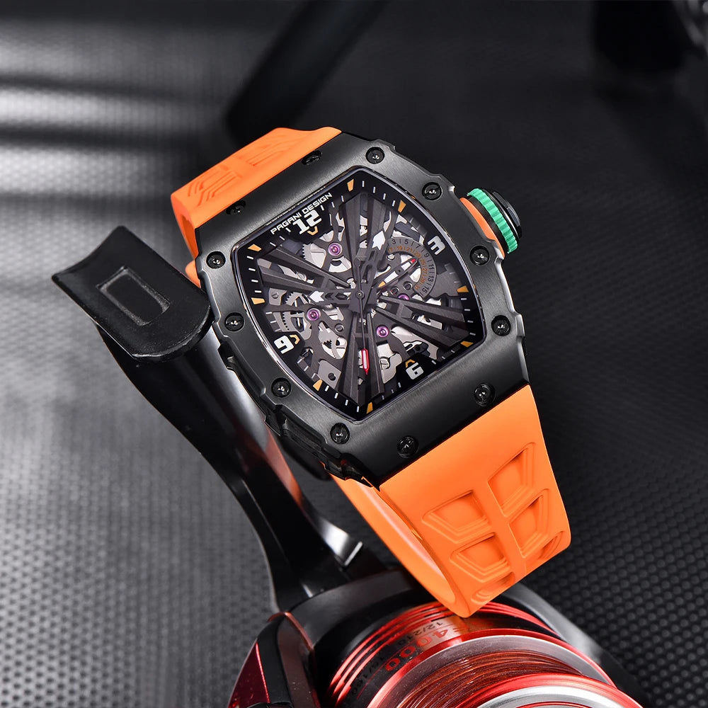 PAGANI DESIGN PD1738 Men Quartz Watches 42MM VH65 Black Case Sapphire Stainless Steel 50M Waterproof Wristwatch Watch for Men