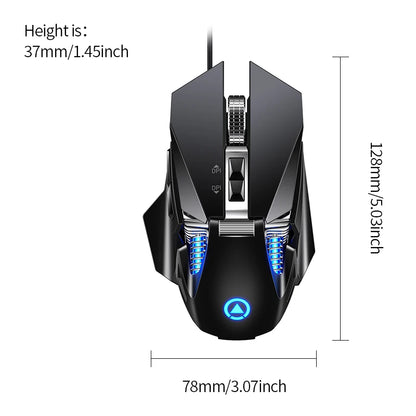 Kabelgebundene RGB-Esports-Gaming-Maus mit Hintergrundbeleuchtung, 200-7200 DPI einstellbar, USB-Kabelanschluss für PC, Laptop und FPS-Spiele
