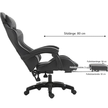 Silla gaming Sillón gaming Silla de oficina ajustable en altura con función reclinable ajustable, orejas de gato y cojines