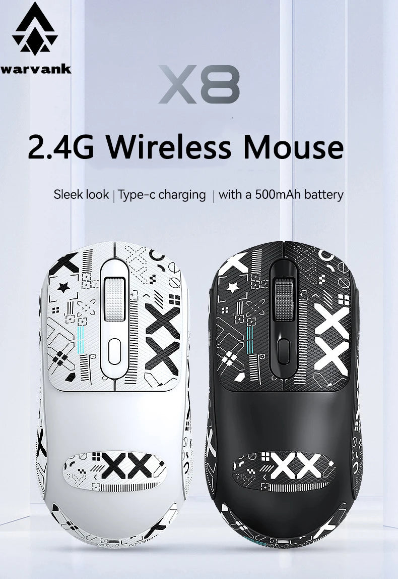 Mouse de gaming wireless Warvank X8, 500 mAh, reîncărcabil TYPE-C, mouse de birou potrivit pentru laptopuri și computere desktop