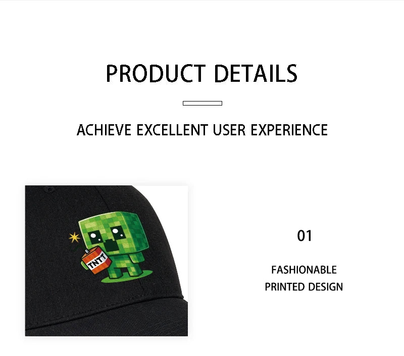 1 Creeper Pattern Baseball Cap | Unisex Hip-Hop Cap, lightweight and form-fitting, perfect for travel and casual wear year-round