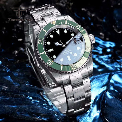 Tandorio 40mm Men's Automatic Watch Date Mechanical Miyota8215/PT5000 Movt Sapphire Business Waterproof Wristwatch Screw Crown