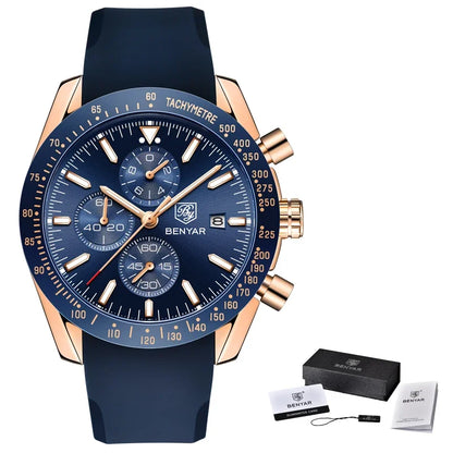 Ceas pentru bărbați BENYAR 5140, ceas sport casual, ceas de lux cu cuarț rezistent la apă, cronograf militar de marcă de lux.