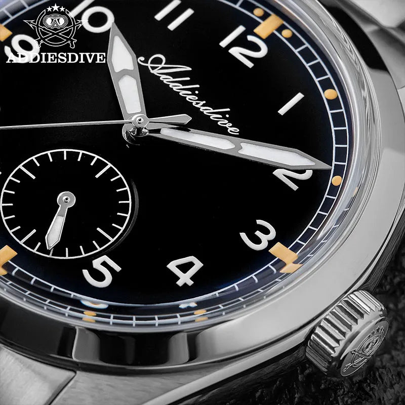 Relógio de quartzo ADDIESDIVE 36mm para homem VH60, luminoso BGW9, vidro em cúpula tipo bolha, resistente à água 10Bar, em aço inoxidável