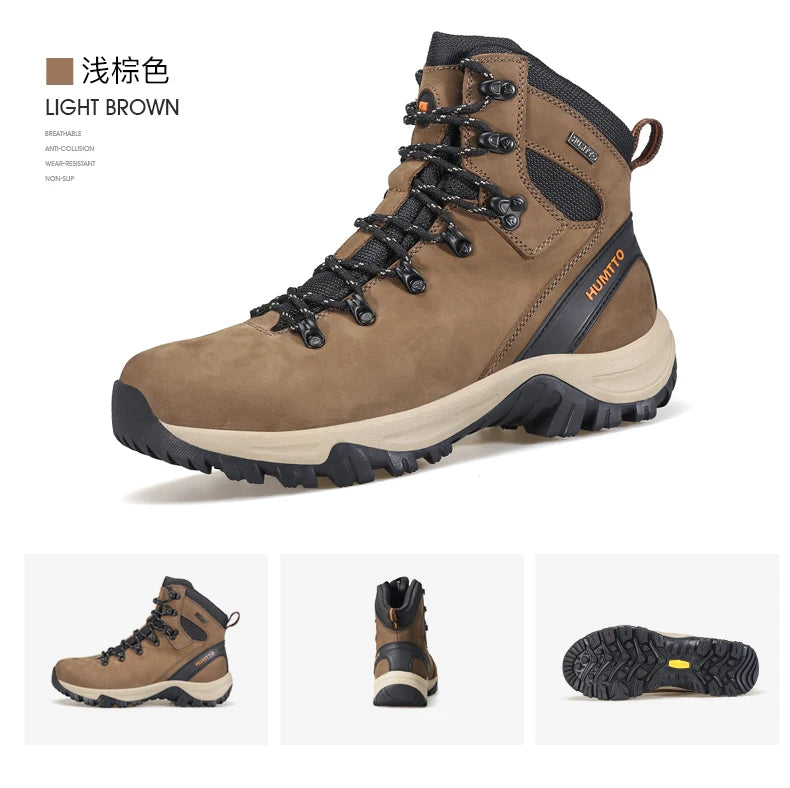 HUMTTO Sapatilhas de Caminhada Impermeáveis para Homem, Botas de Caça Táticas de Deserto, Botas de Trekking pelo Tornozelo para Homem e Mulher, Quentes em Couro
