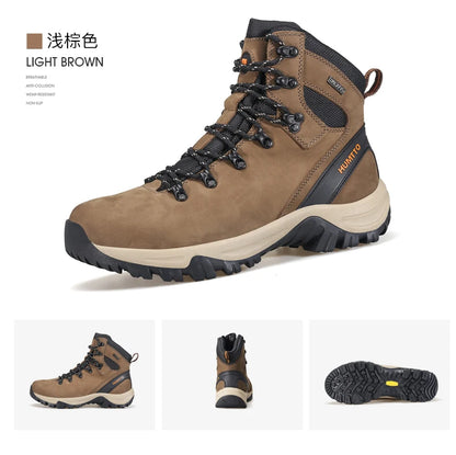 HUMTTO Sapatilhas de Caminhada Impermeáveis para Homem, Botas de Caça Táticas de Deserto, Botas de Trekking pelo Tornozelo para Homem e Mulher, Quentes em Couro