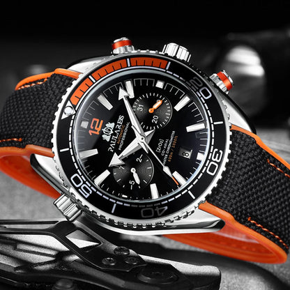 PAULAREIS P Relógio mecânico automático de luxo para homem com corda automática, bracelete em borracha, impermeável, luminoso, com data, relógio de moda masculino