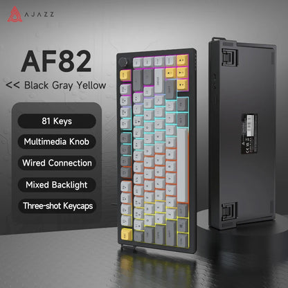 Tastiera AJAZZ AF82 Office a basso profilo RGB cablata/wireless gaming, layout 75% 82 tasti, batteria 4000mAh per Win/Mac