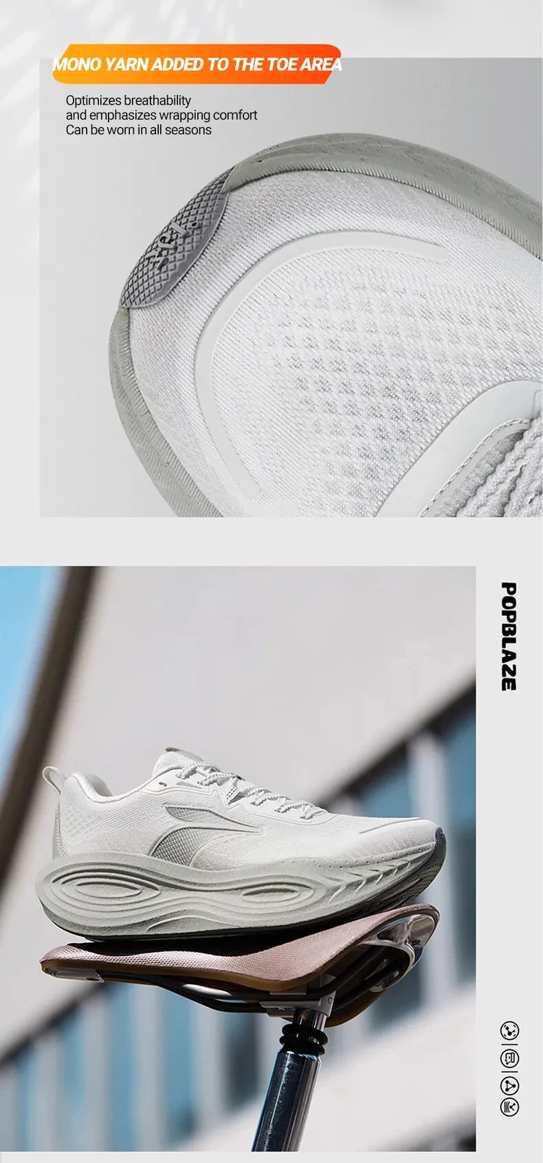 361 Degrees PopBlaze 5 Herren-Laufschuhe, neue Dämpfung, dicke Sohle, atmungsaktiv, rutschfest, Outdoor-Jogging-Sneaker für Herren 672532212