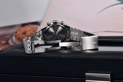 PAGANI DESIGN Men Watches 2026 New Pink BB Panda Dial Chronograph Fashion Luxury Quartz Watch For Men VK64 Movt Waterproof Watch