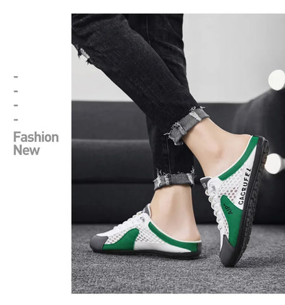 Men's Slip-On Lace-Up Casual Sports Shoes Breathable Mesh Unisex Spring Autumn Season Low Cut Flat Footwear Quick Easy Wear