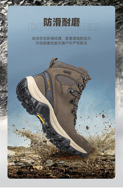 HUMTTO Sapatilhas de Caminhada Impermeáveis para Homem, Botas de Caça Táticas de Deserto, Botas de Trekking pelo Tornozelo para Homem e Mulher, Quentes em Couro