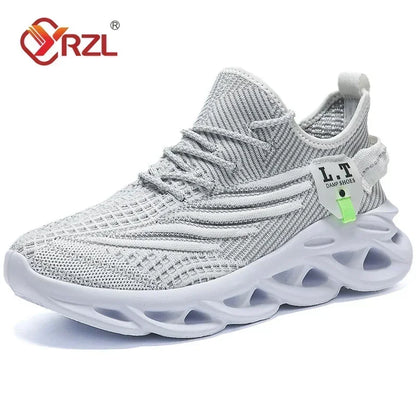 YRZL løbesko til mænd, sorte joggingsko, casual sneakers til udendørs brug, åndbart mesh, let stødabsorbering, sorte tennissko til kvinder