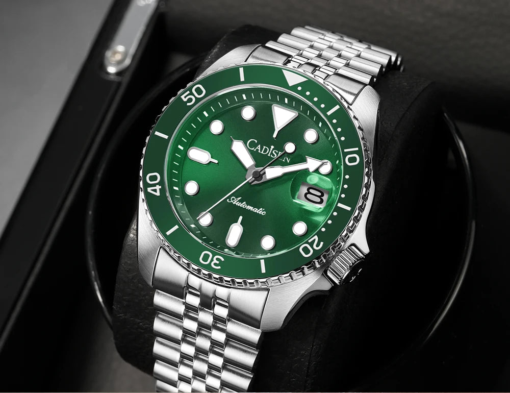 CADISEN New Luminous Men Mechanical Wristwatches Ceramic Bezel MIYOTA 8215 Sapphire Glass Automatic Watch Men Relogio Masculino