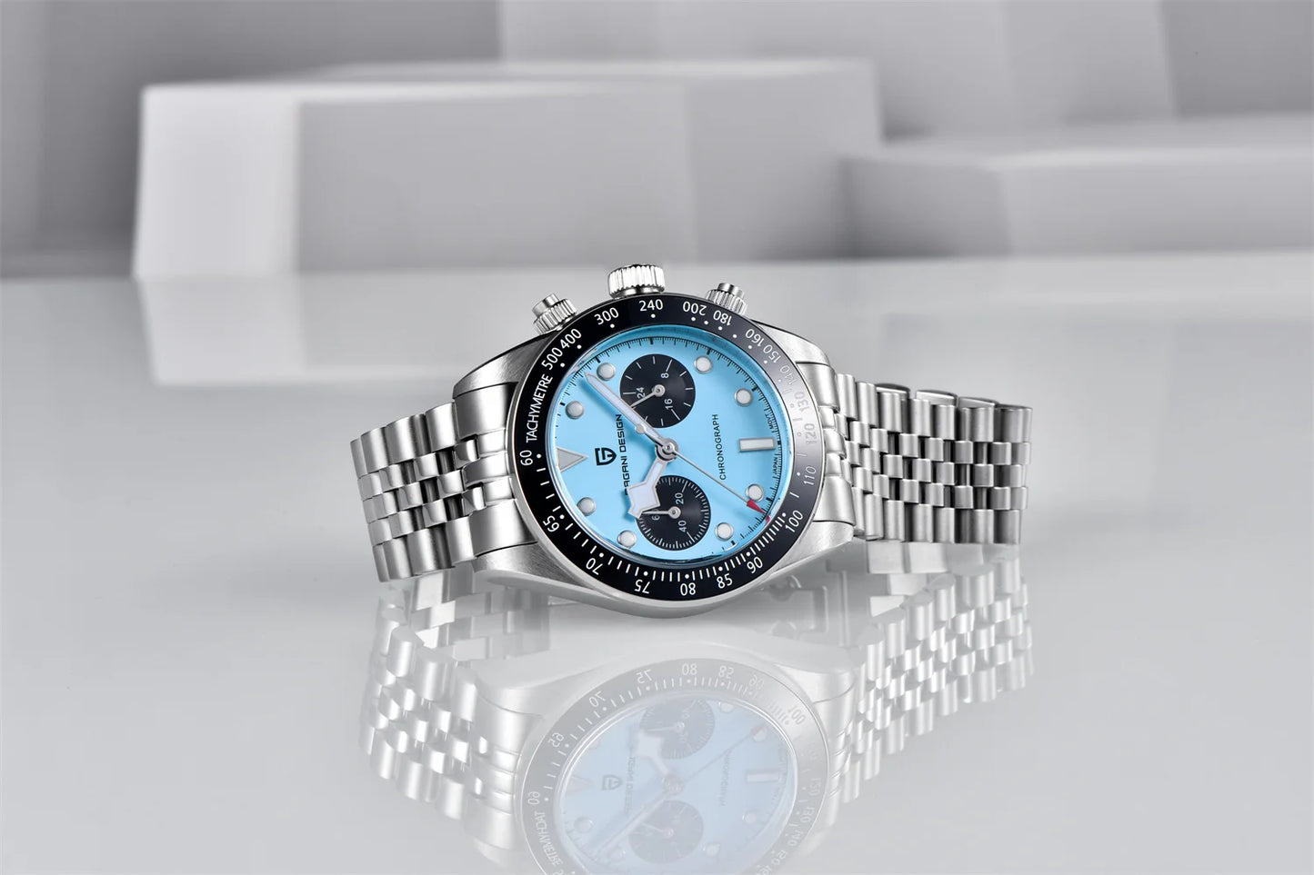 PAGANI DESIGN Men Watches 2026 New Pink BB Panda Dial Chronograph Fashion Luxury Quartz Watch For Men VK64 Movt Waterproof Watch