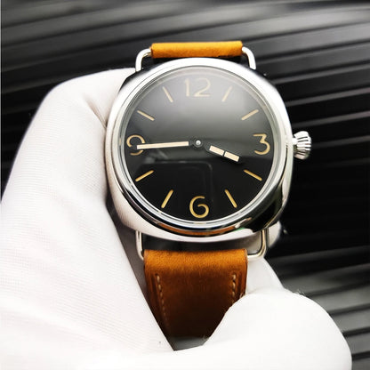 45mm Men's Vintage Pilot ST3600-1 Hand-Wound Mechanical Movement Luminous Sterile Dial Green Strap Men's Watch