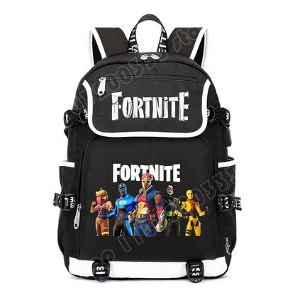 Zaino Fortnites di grande capacità, borsa casual a tracolla con porta USB, unisex, stile anime, cartella per studenti, nuovo regalo di cancelleria elegante