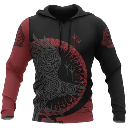 2023 New Autumn Men's Hoodie Wolf Print 3D Sweatshirts Urban Trendy All-Match Oversized Tops Poleron Hooded Clothes Men Clothing