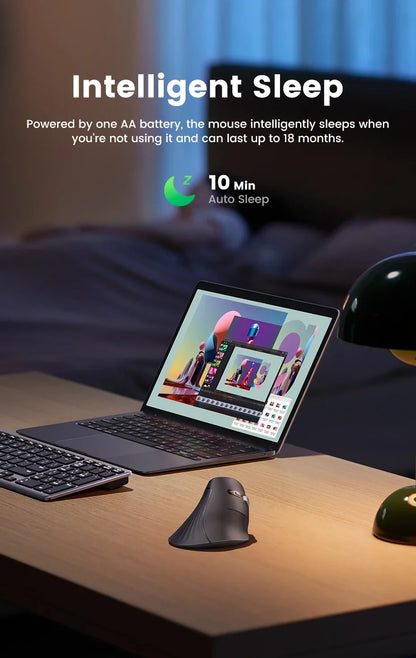 Langaton Bluetooth 5.0 2.4G -hiiri, ergonominen, 4000DPI, 6 hiljaista painiketta, MacBookille, tableteille, kannettaville tietokoneille ja PC:lle