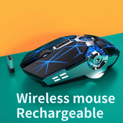 Rechargeable 2.4G Wireless Mouse 1600 DPI Silent Optical Mouse for Laptop, PC, MacBook, USB Wireless Computer Mouse with 6 Buttons