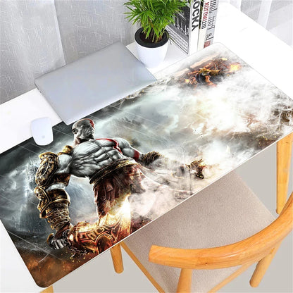Large Game God of War Mousepad XL Desktop Natural  Rubber Desk Mat Kawaii Gaming Accessories Students Writing Pad Desk Mat 80x30