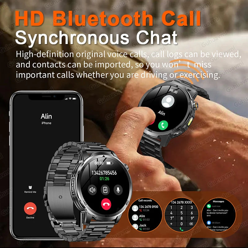 2026 New Military Outdoor Smart Watch 1.85‘’ AMOLED 1000mAh Large Battery 5ATM Waterproof Voice Call Sports Men Fitness Bracel