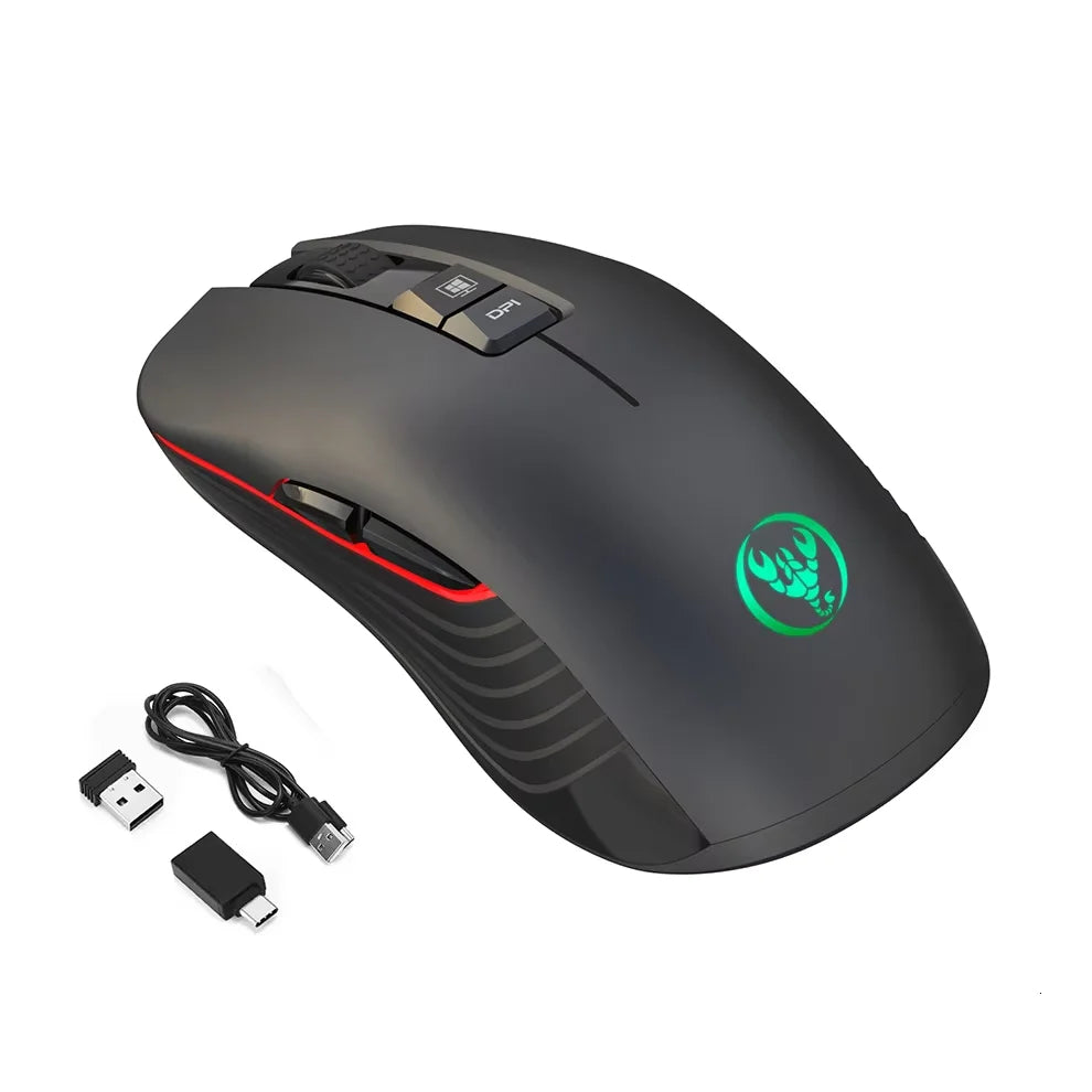 Wiederaufladbare kabellose USB-Maus für Rechtshänder, Type-C-Maus für Laptop und Computer, leiser Klick, hintergrundbeleuchtete Gaming-Maus, 3600cpi