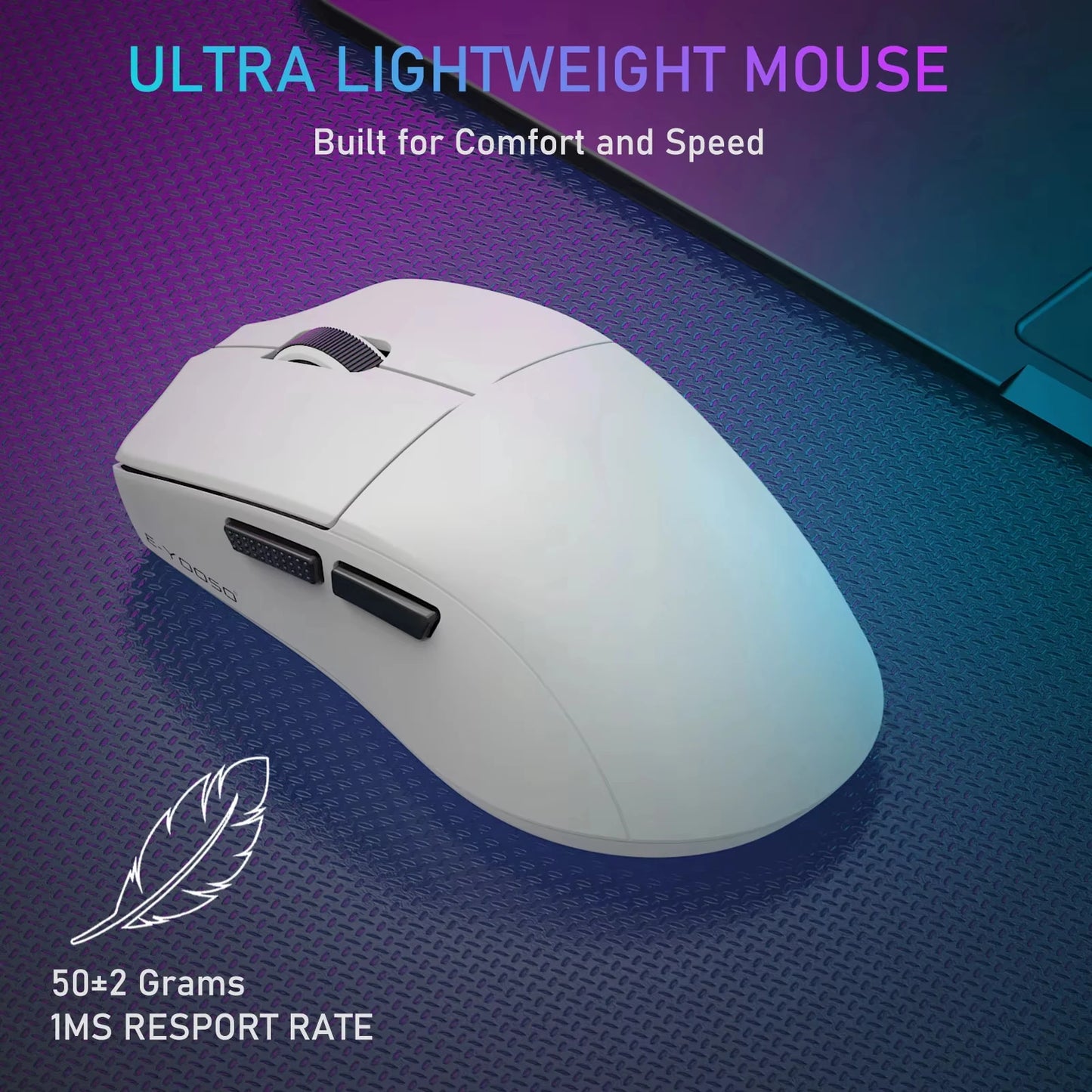 Ratón portátil ultraligero E-YOOSO con cable, ratón trimodo 2.4G /BT/USB-C recargable para ordenador portátil/PC/Mac