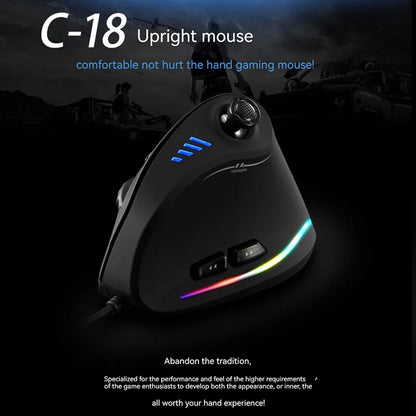 ZELOTES C-18 vertikali pelė, 11 mygtukų optinė pelė, RGB, programuojami vairasvirtės tipo valdikliai, lazerinė žaidimų pelė PC kompiuterių žaidėjams