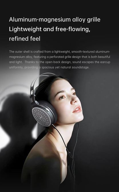 Auriculares circumaurales abiertos con cable FiiO JT3, driver dinámico de 50mm HiFi y cable desmontable
