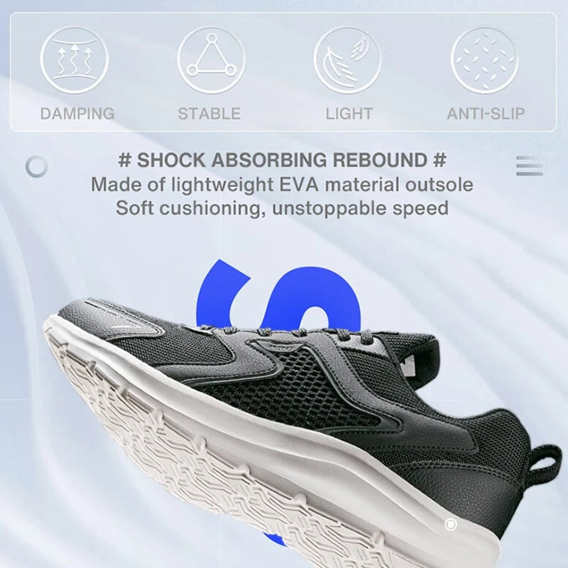 Xtep Sports Shoes Men's Mesh Breathable Running Shoes Winter Marathon Black White Men's Sports Shoes Sneakers Man 879119110110