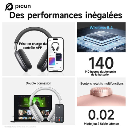 Cuffie wireless Picun F8 Pro ANC con head tracking, audio spaziale 3D, ANC -52dB, headset Bluetooth Hi-Fi, microfono HD ENC, app a bassa latenza