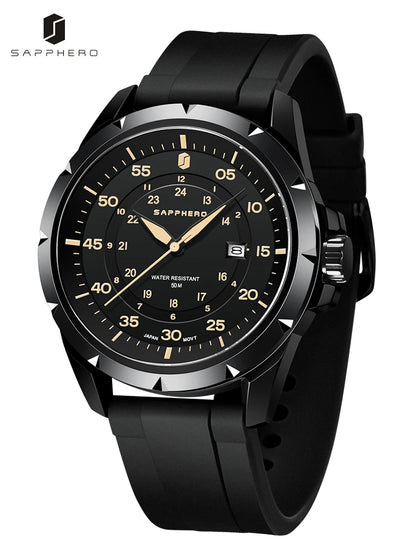 SAPPHERO Men’s Watch – Luxury quartz watch, water-resistant to 50 m, featuring an imported movement and a stainless steel case – An ideal gift idea for men.