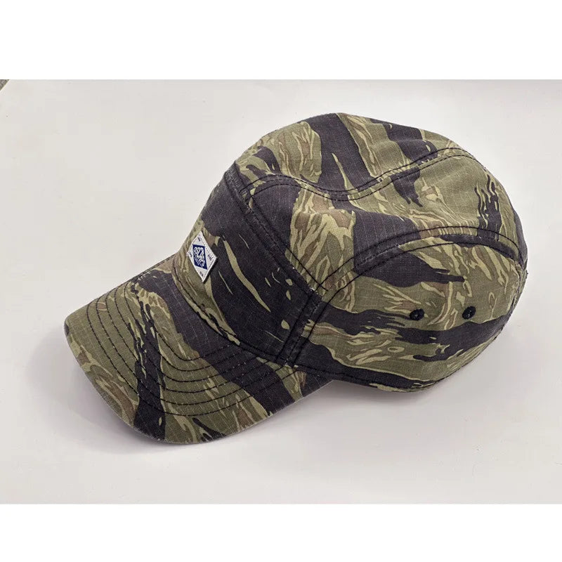 Baseballkappe im Workwear-Stil mit Camouflage-Muster und kurzer Krempe für Damen und Herren, trendige Unisex-Outdoor-Sonnenkappe