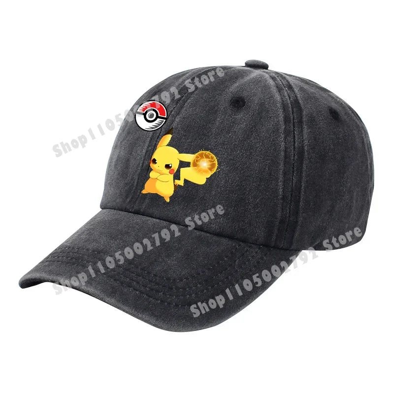Pokémonové bejzbalové čiapky Pikachu Kawaii Anime postavičky Slnečné klobúky Letné vonkajšie detské a rodičovské slnečné klobúky Trendové čiapky s kačacím jazýčkom Darček
