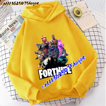 FORTNITED Felpa con cappuccio a maniche lunghe per bambini, bambine e ragazzi, streetwear, pullover, stile anime, top moda per bambini, idea regalo
