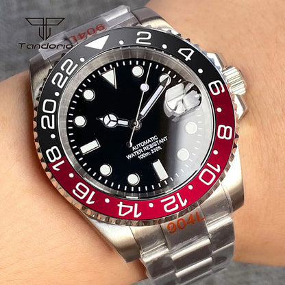 Tandorio 40mm Men's Automatic Watch Date Mechanical Miyota8215/PT5000 Movt Sapphire Business Waterproof Wristwatch Screw Crown