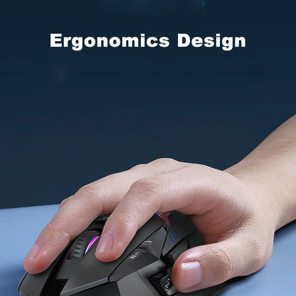Ratón gaming con cable, 12000 DPI ajustables, programación de macros, retroiluminación RGB, diseño ergonómico y tecla de disparo para e-sports, ratón para PC