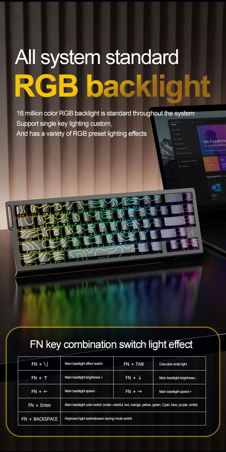 Tastiera da gaming magnetica ATTACK SHARK X68HE X68PRO HE e FREEWOLF F68 cablata F68Pro wireless per pro gaming 0.01mm Rapid Trigg