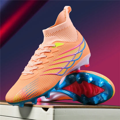 Botas de futebol Superfly FG para exterior, sapatilhas de futebol pretas com pitons, calçado desportivo profissional macio, respirável e confortável, tamanhos grandes