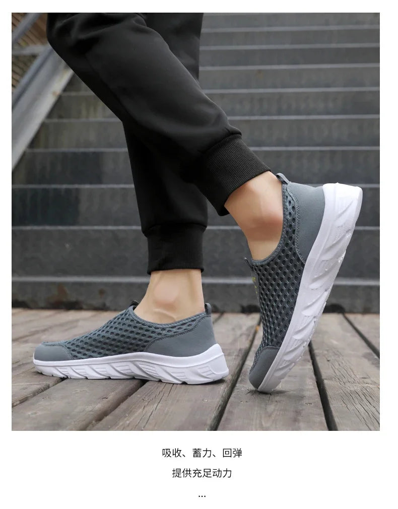 YRZL Lightweight Men's Casual Shoes, Breathable Slip-On Male Casual Sneakers, Anti-Slip Men's Flats, Outdoor Walking Shoes Size 39-46