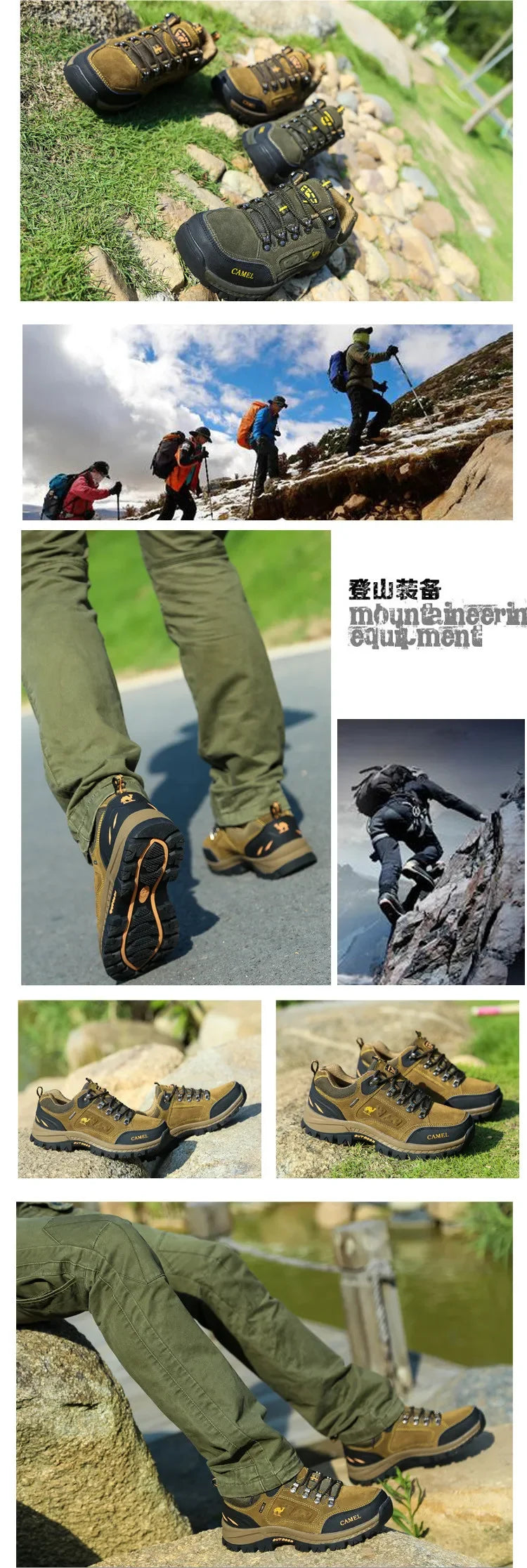 Herren-Wanderschuhe aus Veloursleder, Outdoor-Trail-Trekking-Sneaker, rutschfeste, atmungsaktive Kletterschuhe für Herren, Bergsportschuhe
